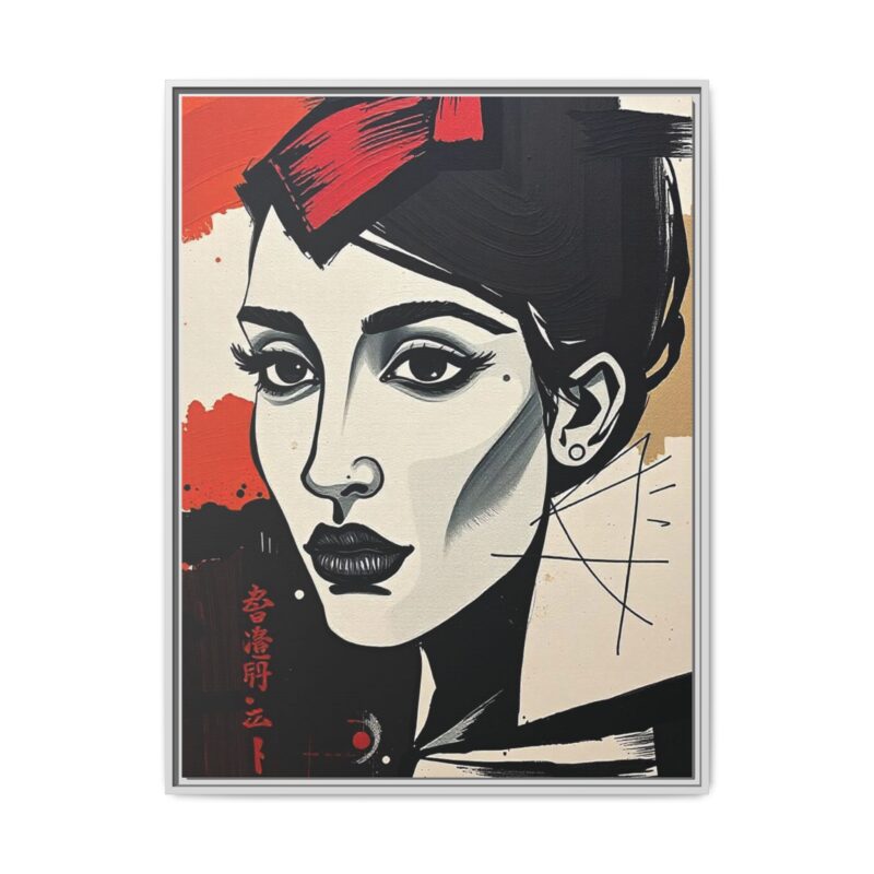 Wall Art Print of A black and white abstract portrait of a woman's face - Image 82