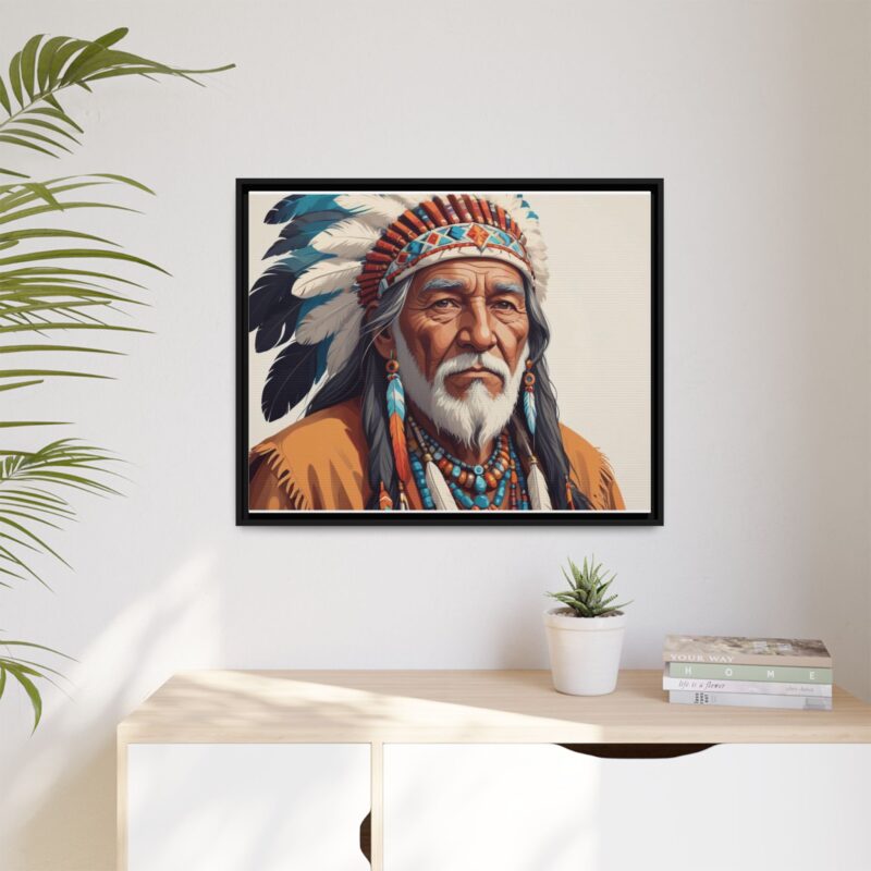 Matte Canvas, Framed elderly Native American man - Image 124