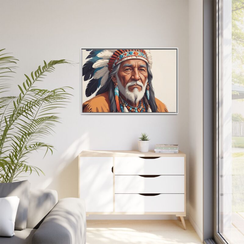 Matte Canvas, Framed elderly Native American man - Image 120