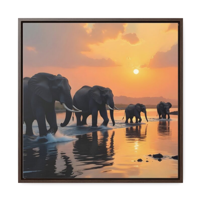 Canvas Wraps - Elephants Crossing a River at Dawn - Image 29