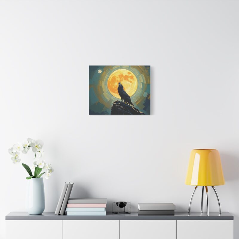 Wolf Howling at the Full Moon Canvas Print Wall Art - Image 11