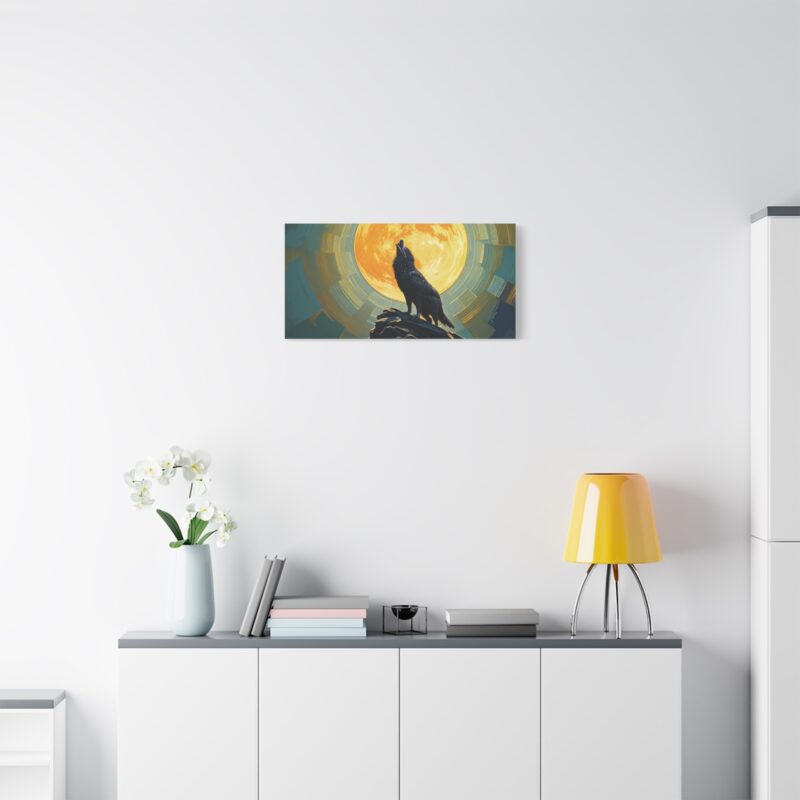 Wolf Howling at the Full Moon Canvas Print Wall Art - Image 55