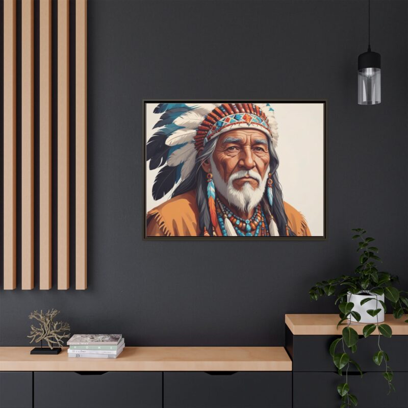 Matte Canvas, Framed elderly Native American man - Image 105