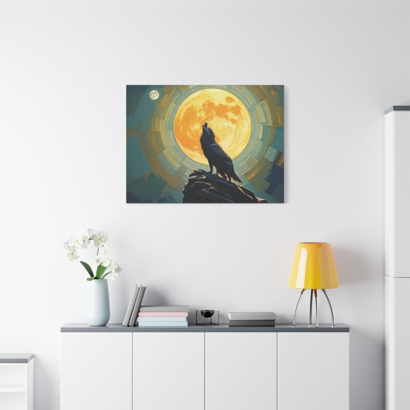 Wolf Howling at the Full Moon Canvas Print Wall Art - Image 39