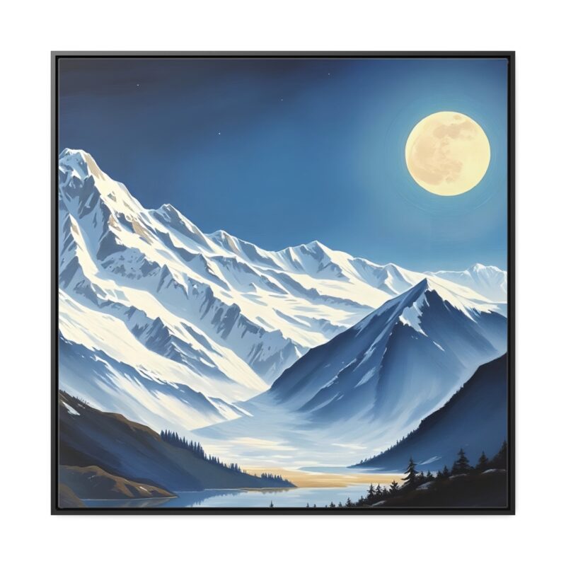 Canvas Wraps - Snow-Capped Mountains Under a Full Moon - Image 41