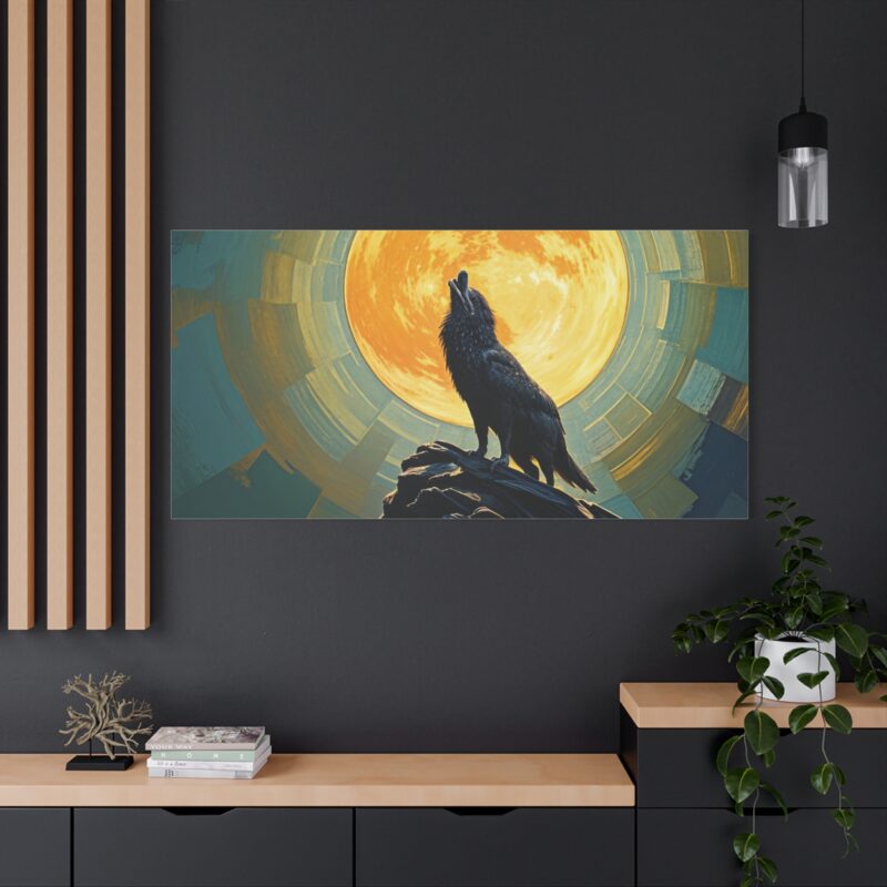 Wolf Howling at the Full Moon Canvas Print Wall Art - Image 52