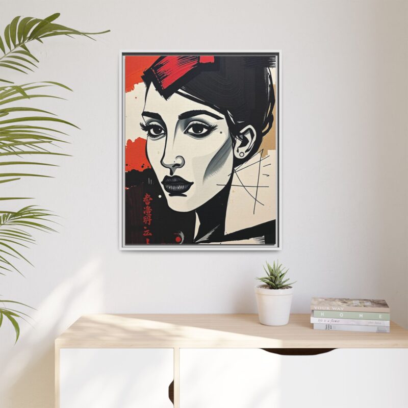 Wall Art Print of A black and white abstract portrait of a woman's face - Image 96