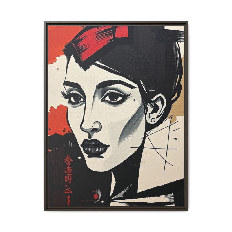 Wall Art Print of A black and white abstract portrait of a woman's face - Image 78
