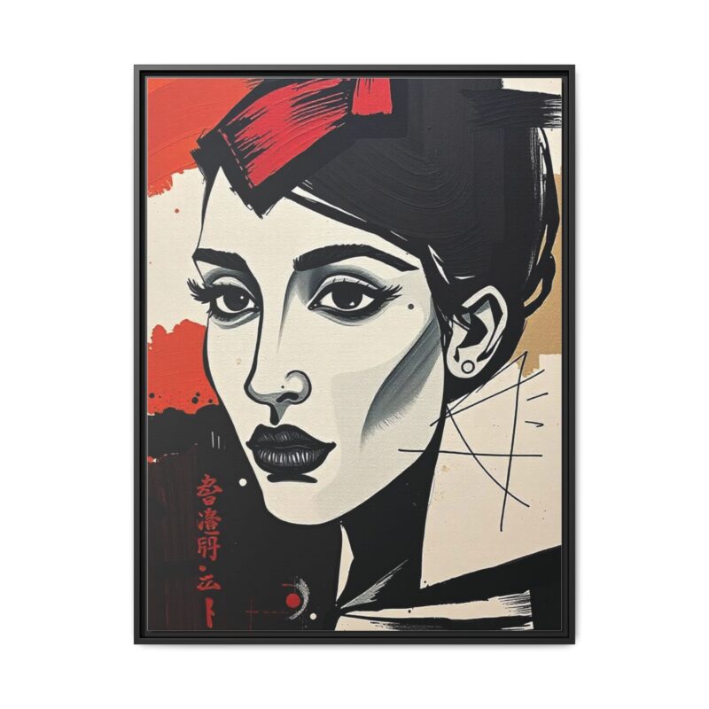 Wall Art Print of A black and white abstract portrait of a woman's face - Image 2