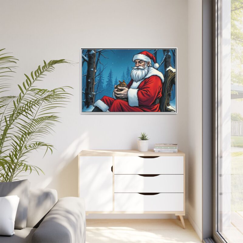 Canvas Art of Santa's Gentle Moment in the Snowy Woods - Image 120