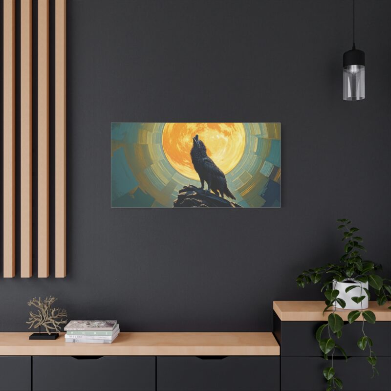 Wolf Howling at the Full Moon Canvas Print Wall Art - Image 60