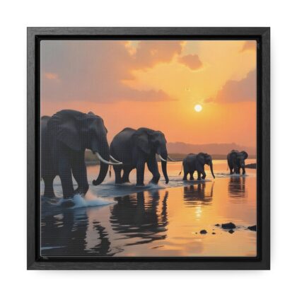 Canvas Wraps - Elephants Crossing a River at Dawn