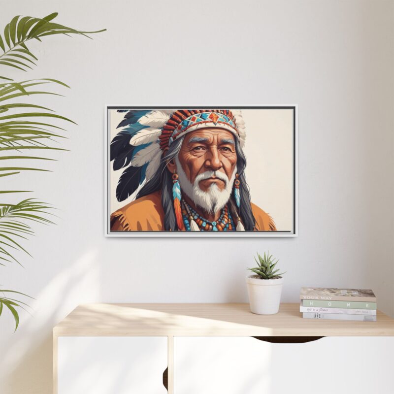 Matte Canvas, Framed elderly Native American man - Image 88