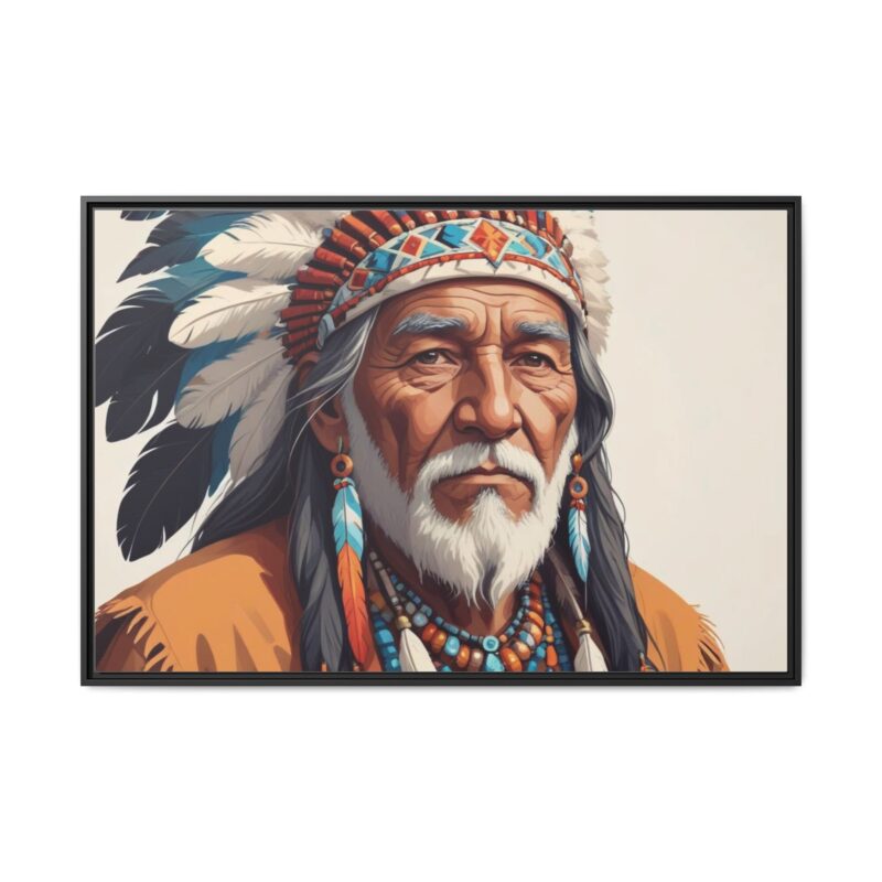 Matte Canvas, Framed elderly Native American man - Image 2