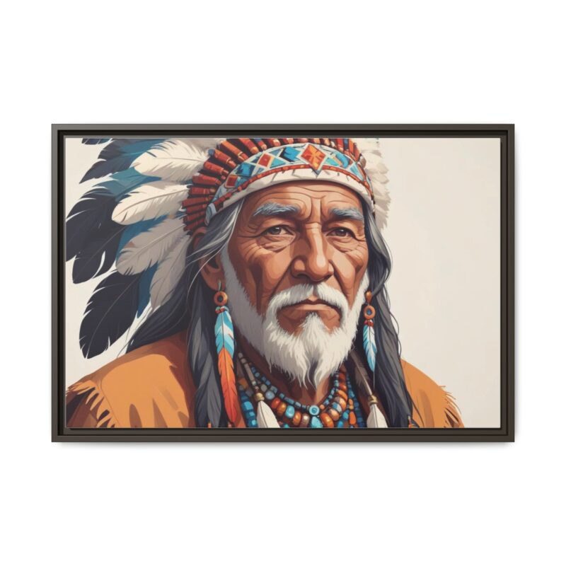 Matte Canvas, Framed elderly Native American man - Image 82