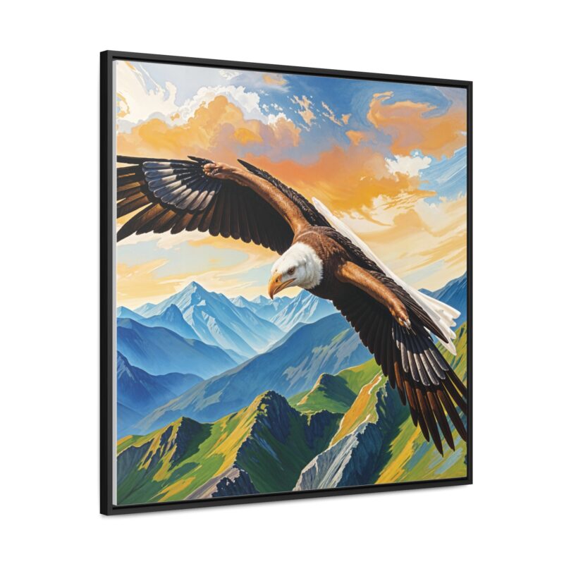 Canvas Wrap: Majestic Eagle in Flight Over Mountains - Image 58