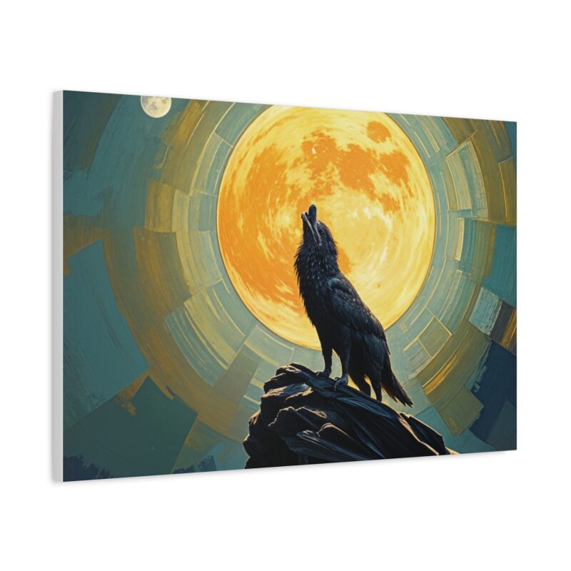Wolf Howling at the Full Moon Canvas Print Wall Art - Image 26