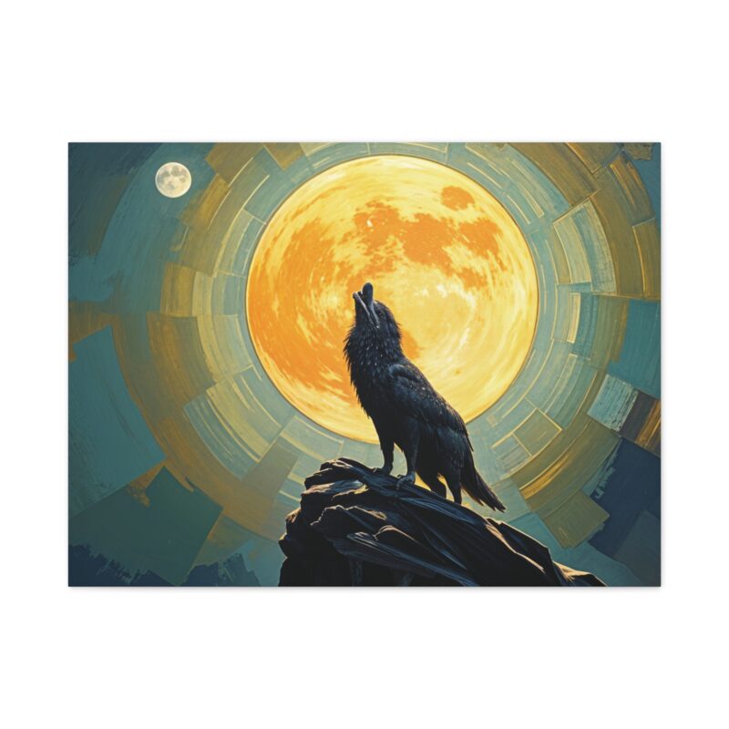 Wolf Howling at the Full Moon Canvas Print Wall Art - Image 29