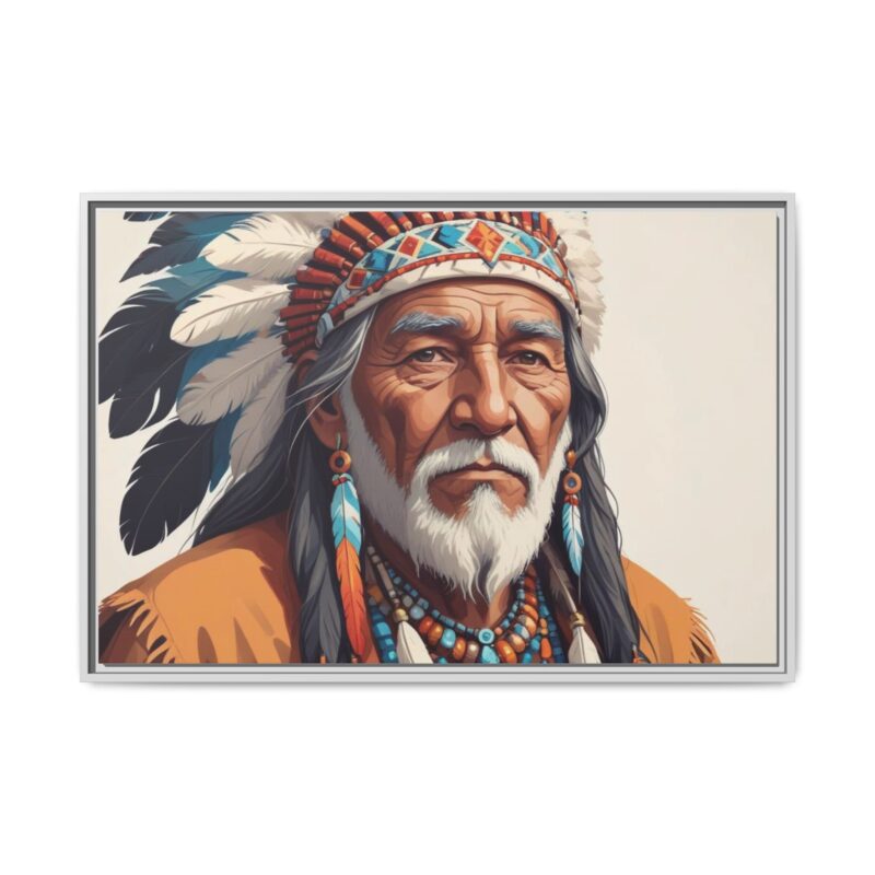 Matte Canvas, Framed elderly Native American man - Image 101