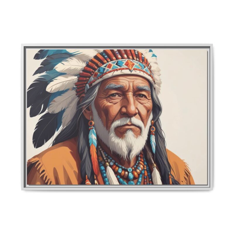 Matte Canvas, Framed elderly Native American man - Image 93