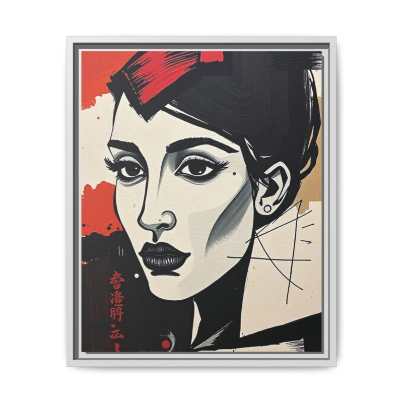 Wall Art Print of A black and white abstract portrait of a woman's face - Image 58