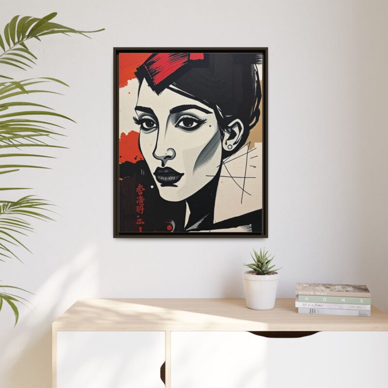 Wall Art Print of A black and white abstract portrait of a woman's face - Image 92