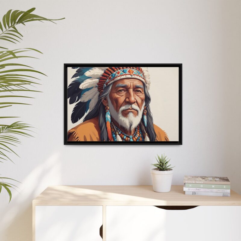 Matte Canvas, Framed elderly Native American man - Image 28