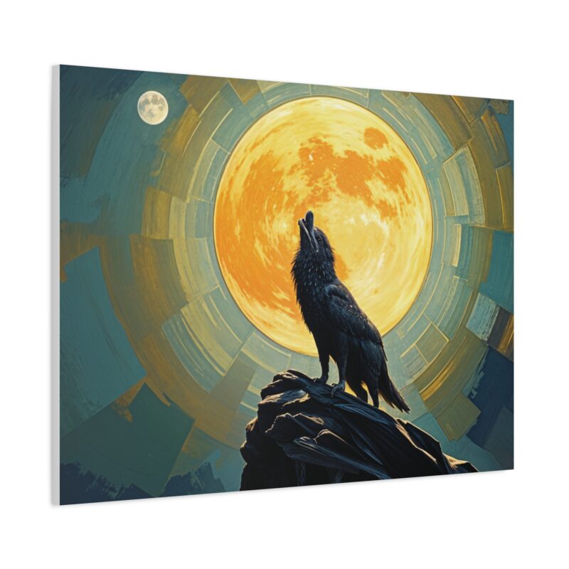 Wolf Howling at the Full Moon Canvas Print Wall Art - Image 38