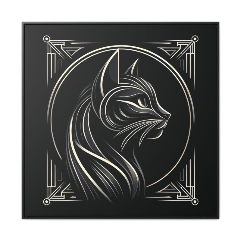 Sophisticated Black Cat in Art Deco Style - Elegant Metallic Wall Art - Image 2