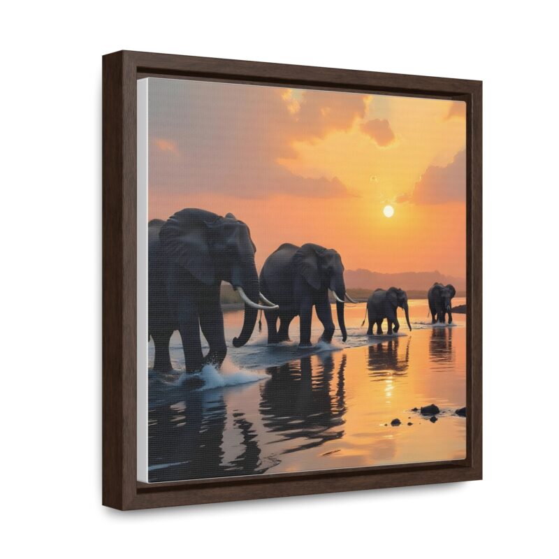 Canvas Wraps - Elephants Crossing a River at Dawn - Image 6