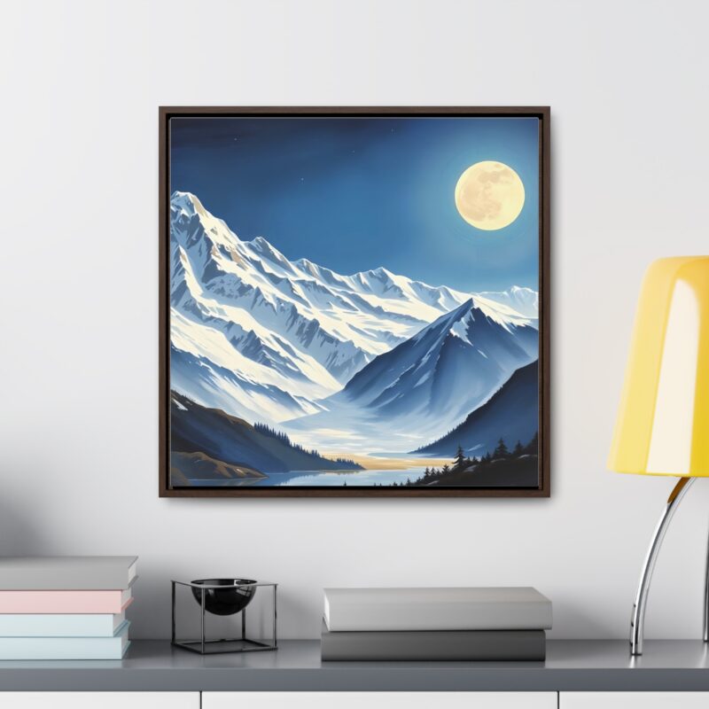 Canvas Wraps - Snow-Capped Mountains Under a Full Moon - Image 32