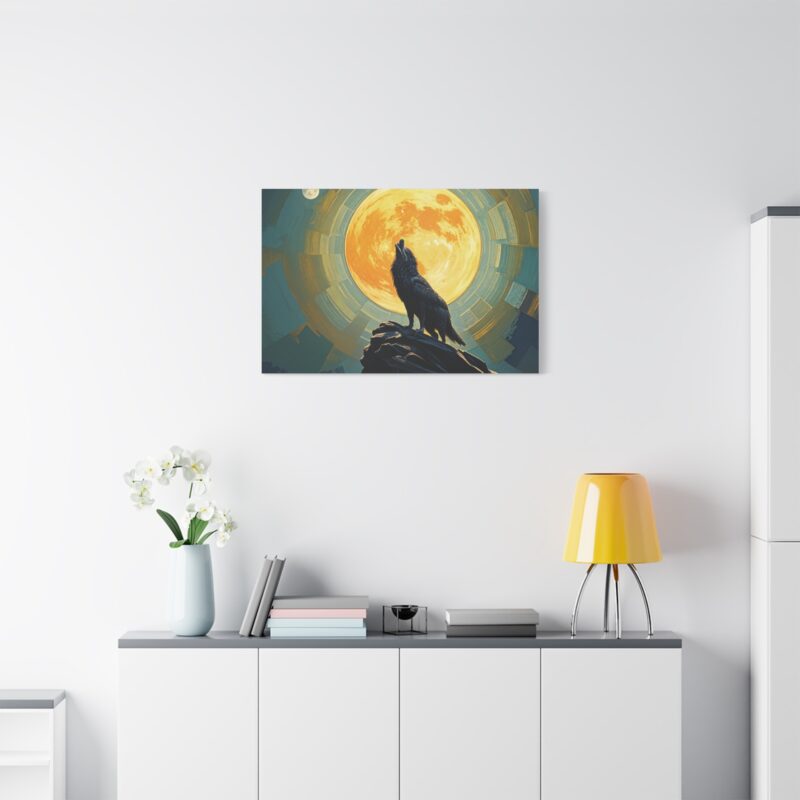 Wolf Howling at the Full Moon Canvas Print Wall Art - Image 35