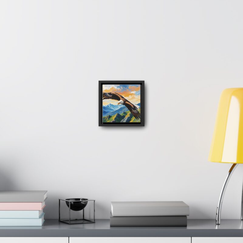Canvas Wrap: Majestic Eagle in Flight Over Mountains - Image 8