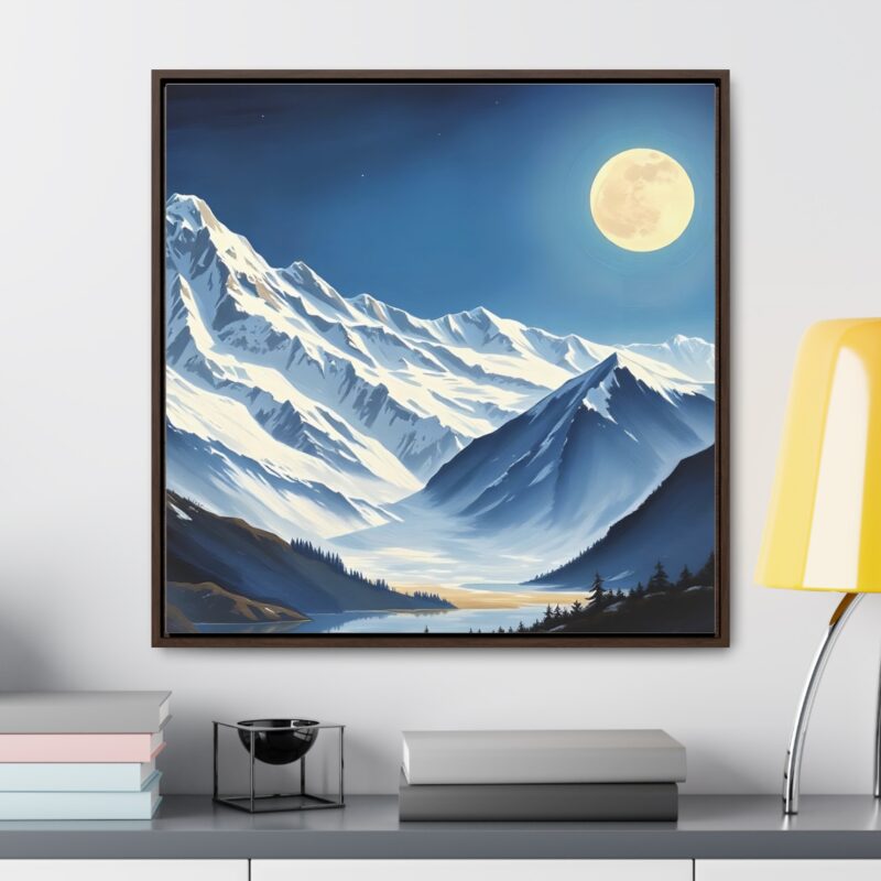 Canvas Wraps - Snow-Capped Mountains Under a Full Moon - Image 56