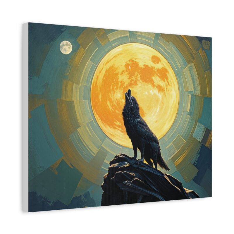 Wolf Howling at the Full Moon Canvas Print Wall Art - Image 10