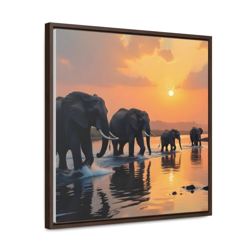 Canvas Wraps - Elephants Crossing a River at Dawn - Image 30