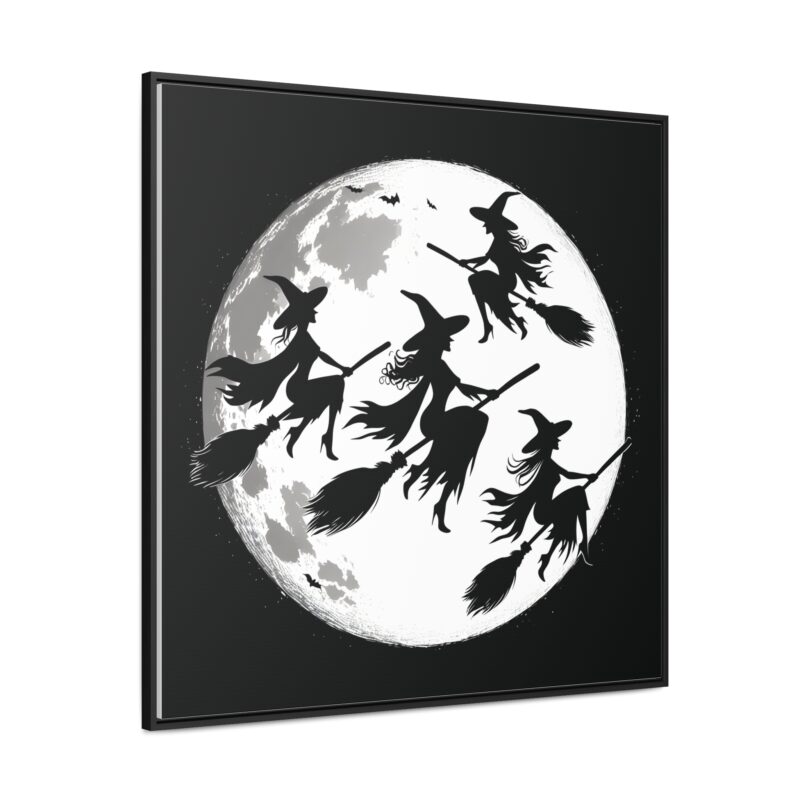 Canvas Wraps - Elegant Witch Silhouettes on Broomsticks Halloween Wall Art - Image 3