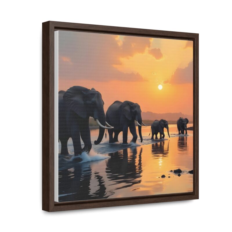Canvas Wraps - Elephants Crossing a River at Dawn - Image 14