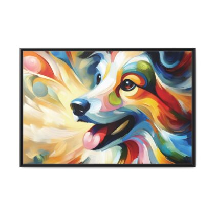 Matte Canvas, Framed Colorful Abstract Dog Canvas Art for Modern Wall Decor