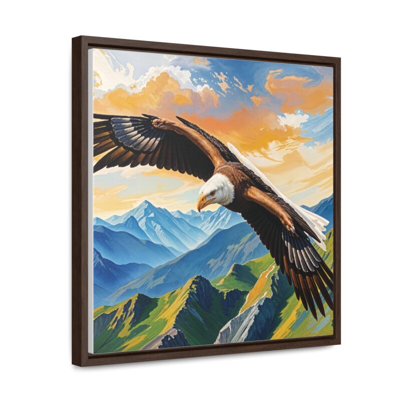 Canvas Wrap: Majestic Eagle in Flight Over Mountains - Image 30