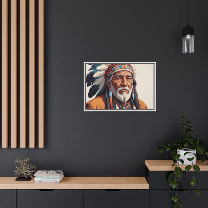 Matte Canvas, Framed elderly Native American man - Image 85