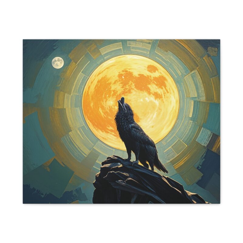 Wolf Howling at the Full Moon Canvas Print Wall Art - Image 21