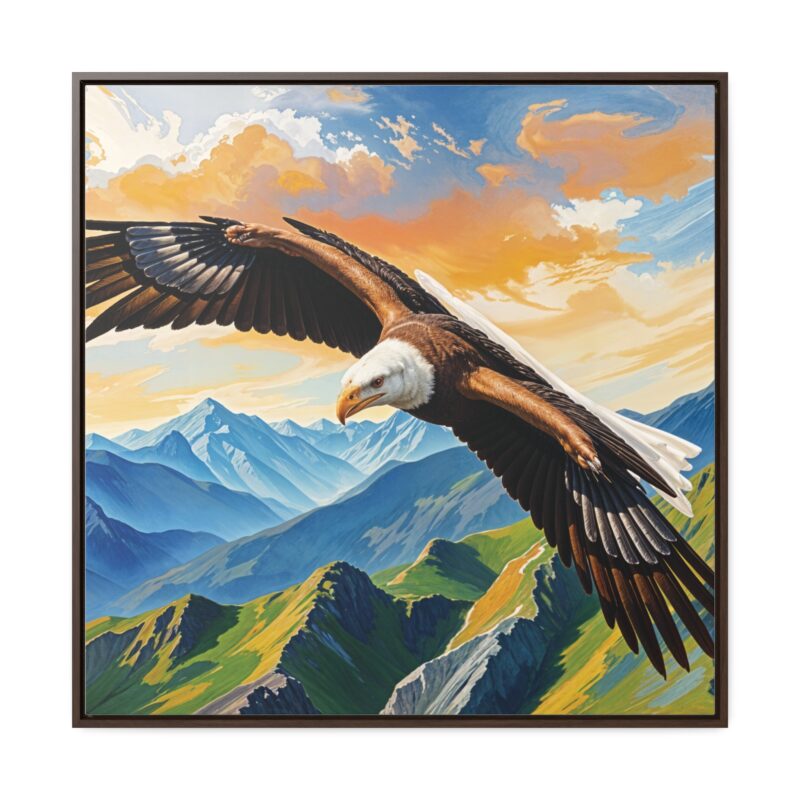 Canvas Wrap: Majestic Eagle in Flight Over Mountains - Image 61