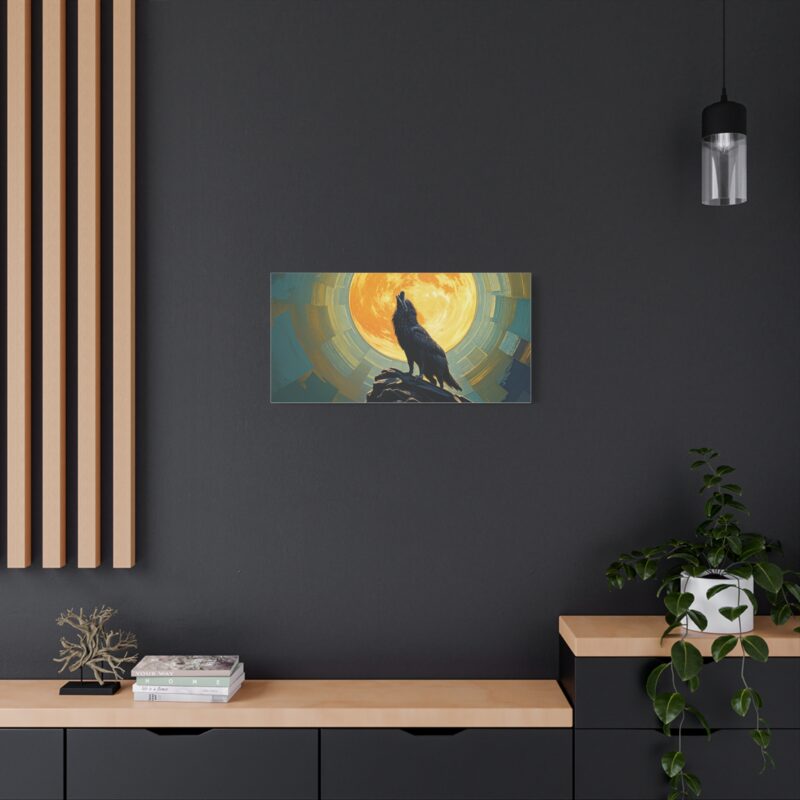 Wolf Howling at the Full Moon Canvas Print Wall Art - Image 56
