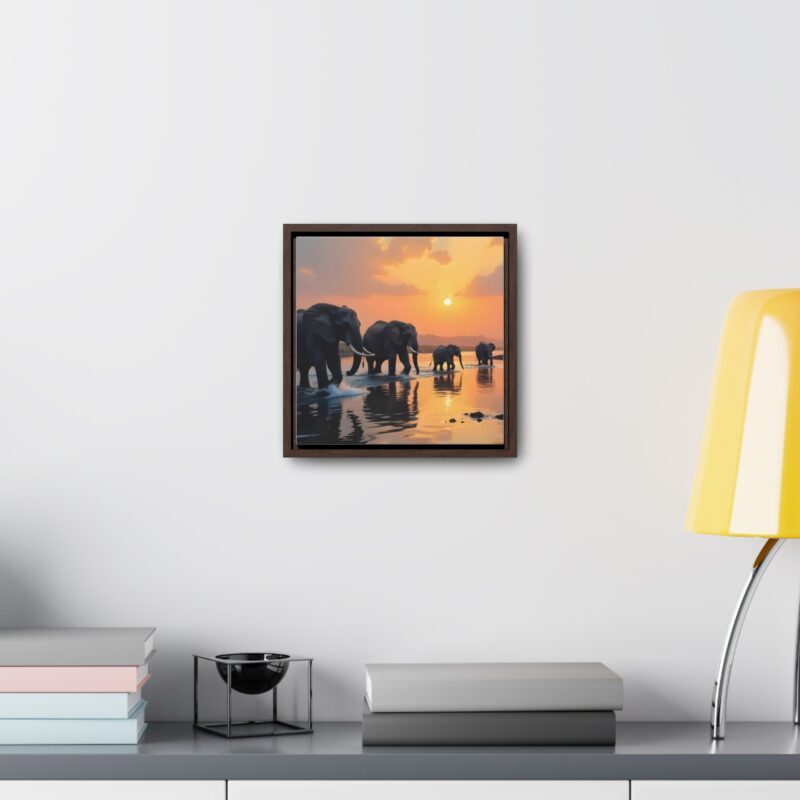 Canvas Wraps - Elephants Crossing a River at Dawn - Image 8