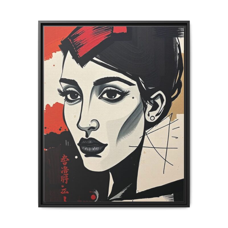 Wall Art Print of A black and white abstract portrait of a woman's face - Image 86