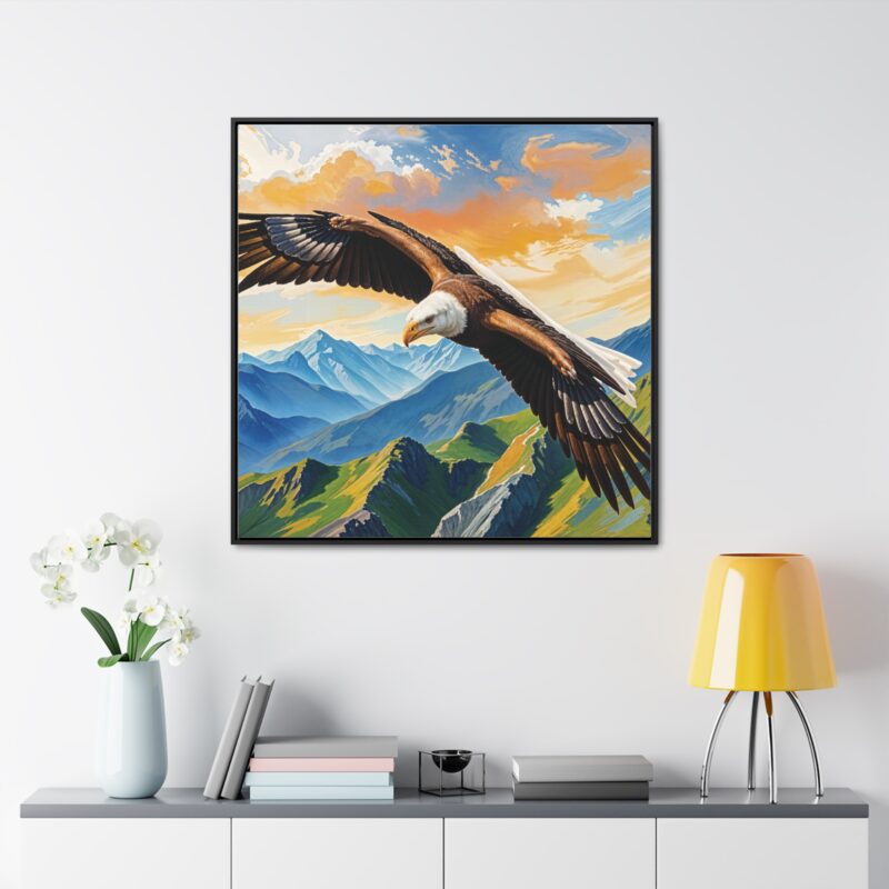 Canvas Wrap: Majestic Eagle in Flight Over Mountains - Image 52