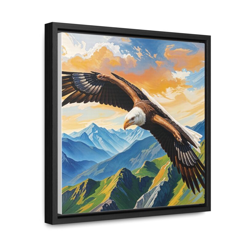 Canvas Wrap: Majestic Eagle in Flight Over Mountains - Image 22