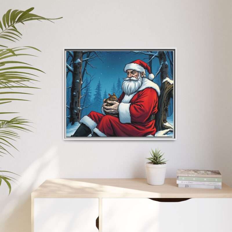 Canvas Art of Santa's Gentle Moment in the Snowy Woods - Image 132