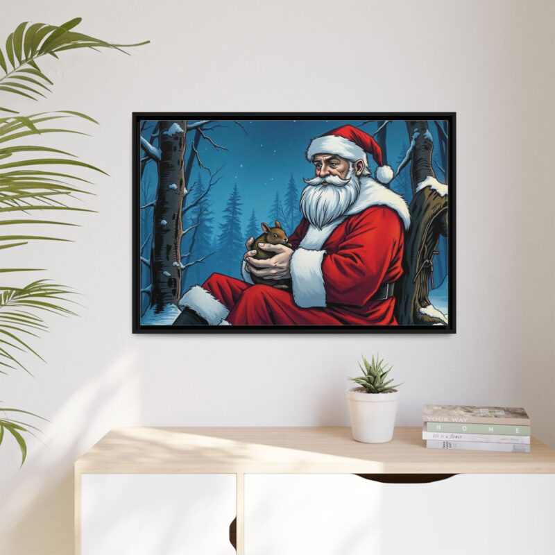 Canvas Art of Santa's Gentle Moment in the Snowy Woods - Image 36